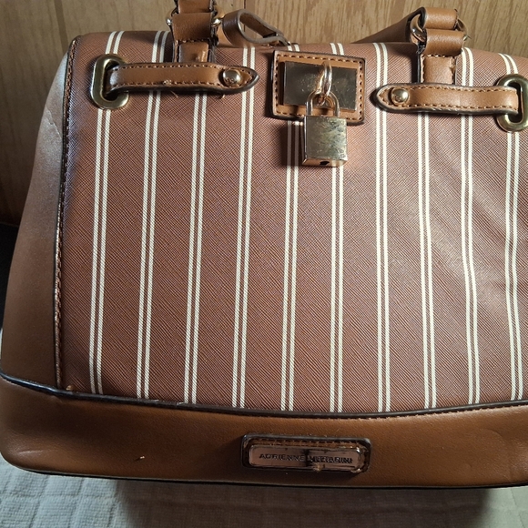 Adrienne Vittadini Handbags - Adrienne Vittadini Brown and Cream Striped Satchel